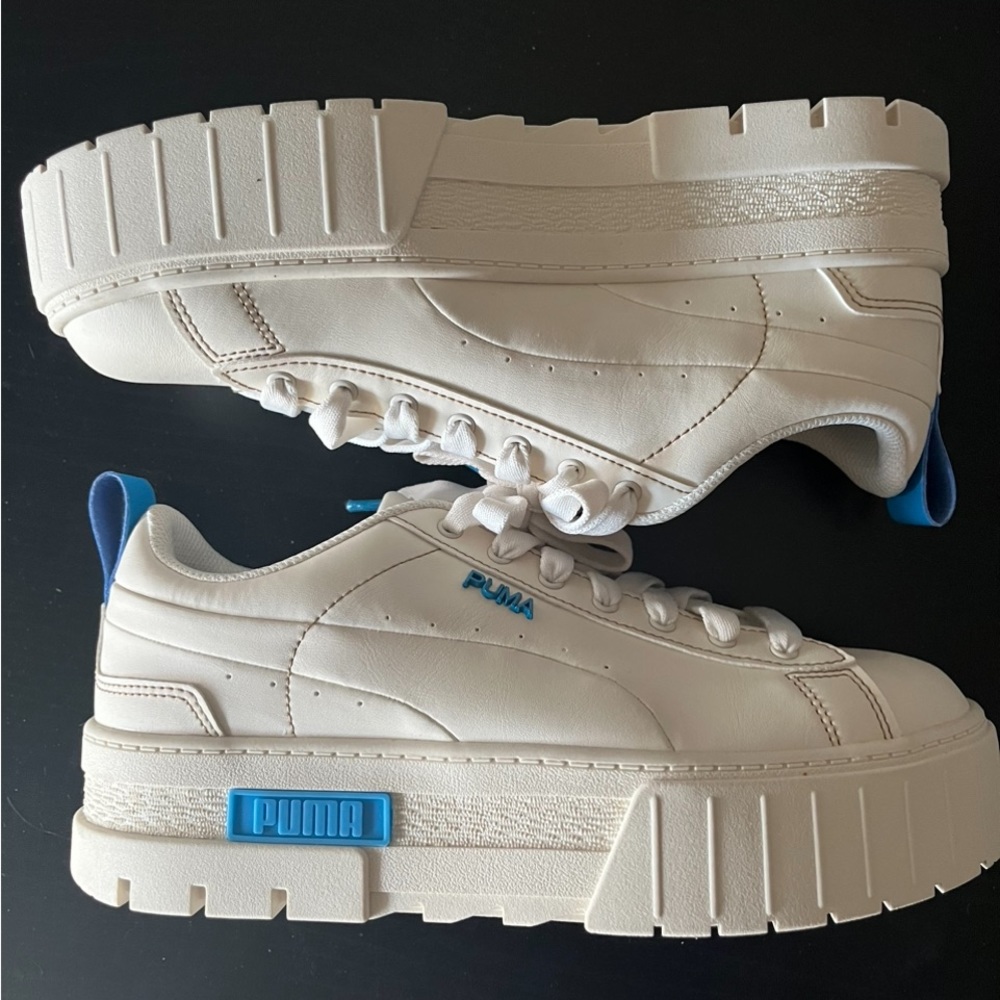 Puma Mayze Classic Marshmallow Blue Platform Sneakers 384974-02 Womens 9.5‎